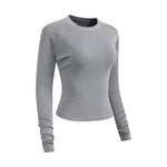 Crew-Neck Long Sleeve Ribbed Top