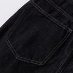 Curved Button Fly Wide-Leg Jeans