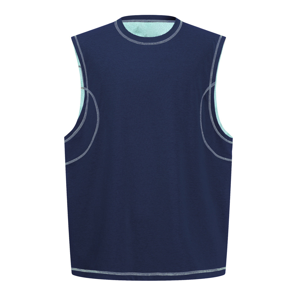 Contrast Stitching Sleeveless Crew Neck Casual Sport Tee