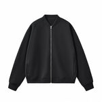 Solid Zip-Front Fleece Bomber Jacket