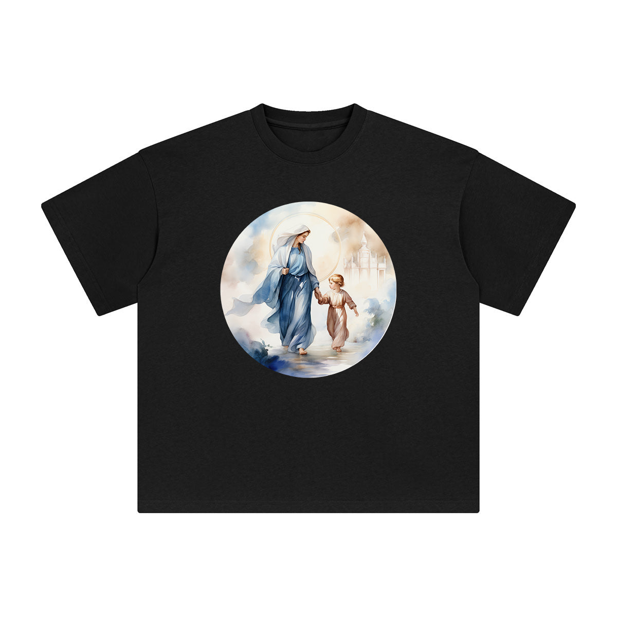 Mother Mary & Jesus Walking Graphic Tee-INNBLAC Fashion Apparel