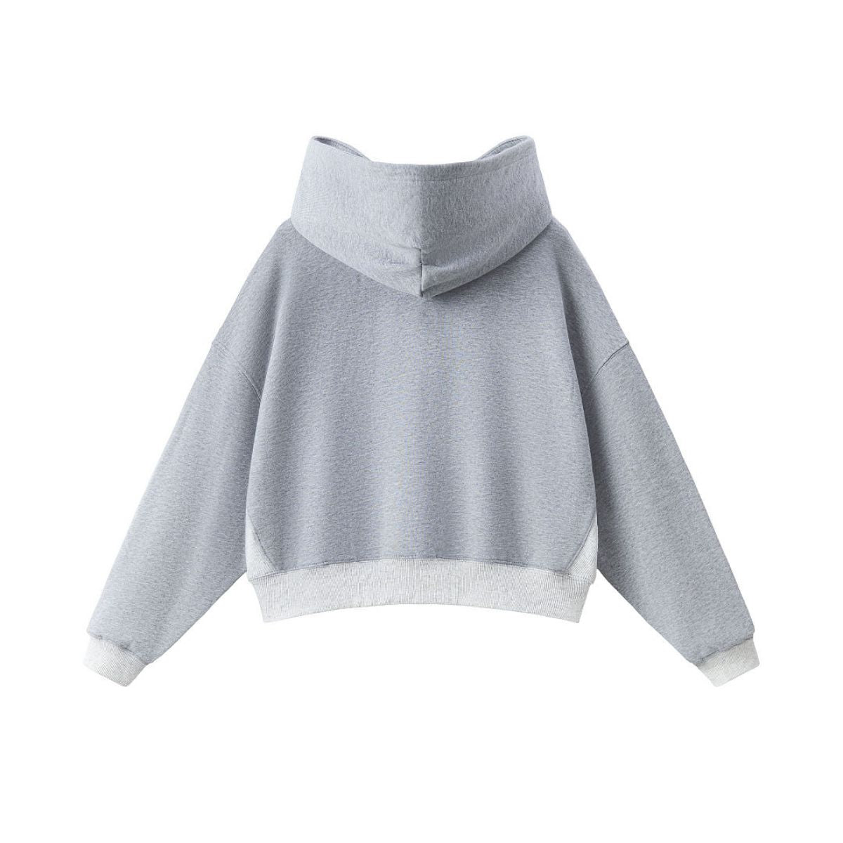 Boxy Cropped Color‑Block Cotton Hoodie