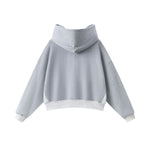 Boxy Cropped Color‑Block Cotton Hoodie