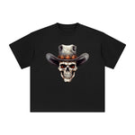 Skull With Cowboy Hat Graphic Tee-INNBLAC Fashion Apparel