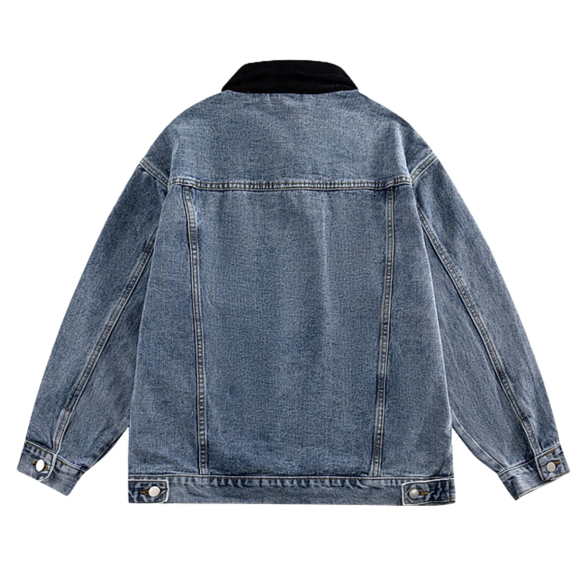 Retro Washed Color-Contrast Denim Jacket