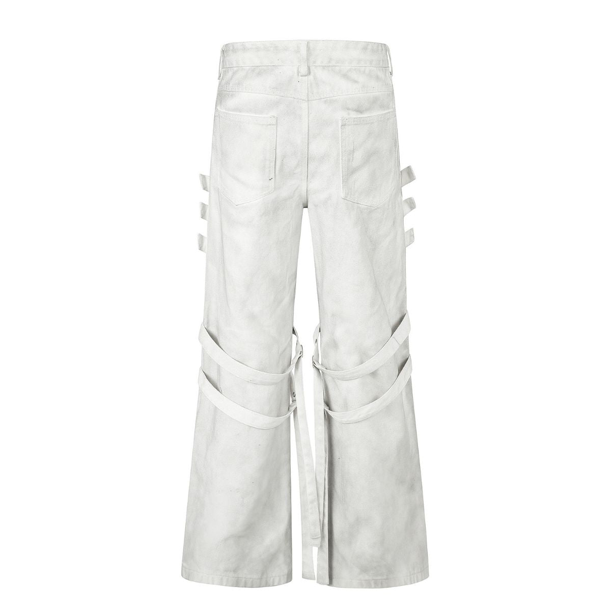 Subculture Strap Design Vibe Dark Micro Flare Denim Jeans