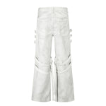 Subculture Strap Design Vibe Dark Micro Flare Denim Jeans