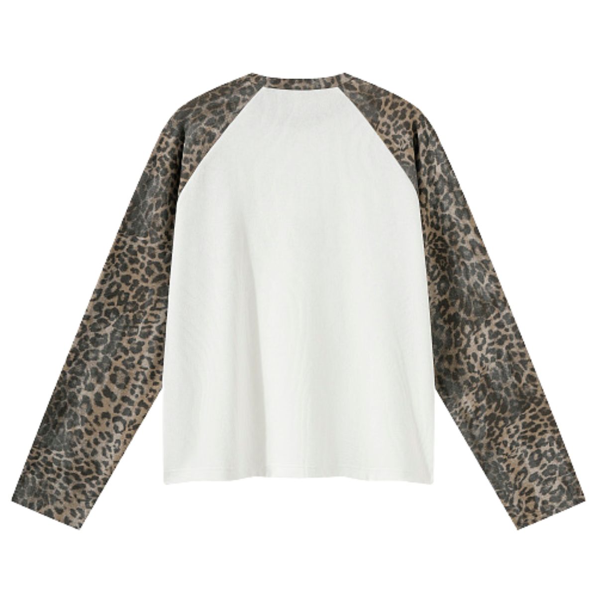 Unisex Leopard Print Raglan Stack Sleeve Crop T-Shirt
