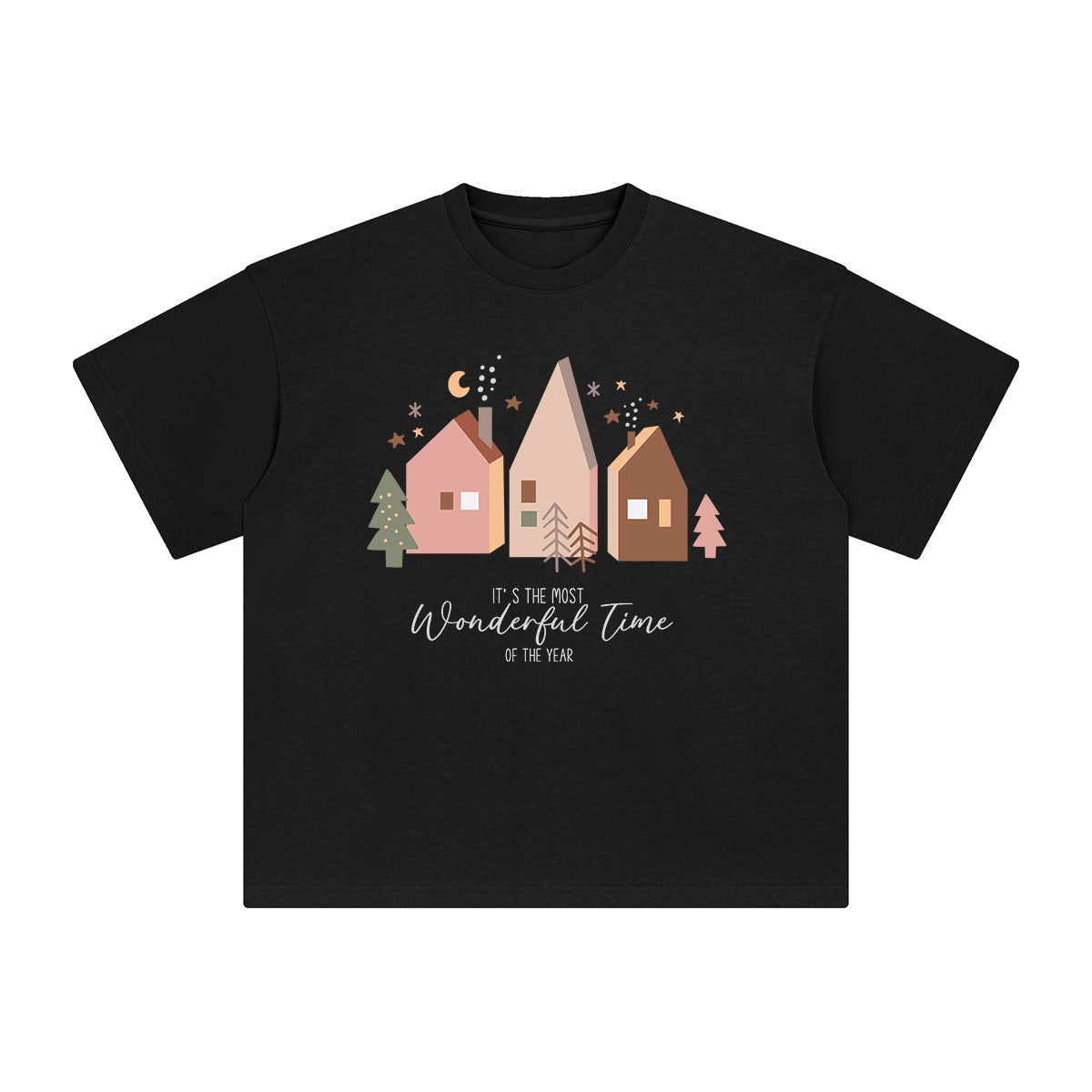 Boho Christmas Houses Graphic Tee-INNBLAC Fashion Apparel