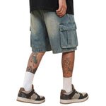 Men's Vintage Y2K Elastic Back Waistband Baggy Denim Shorts