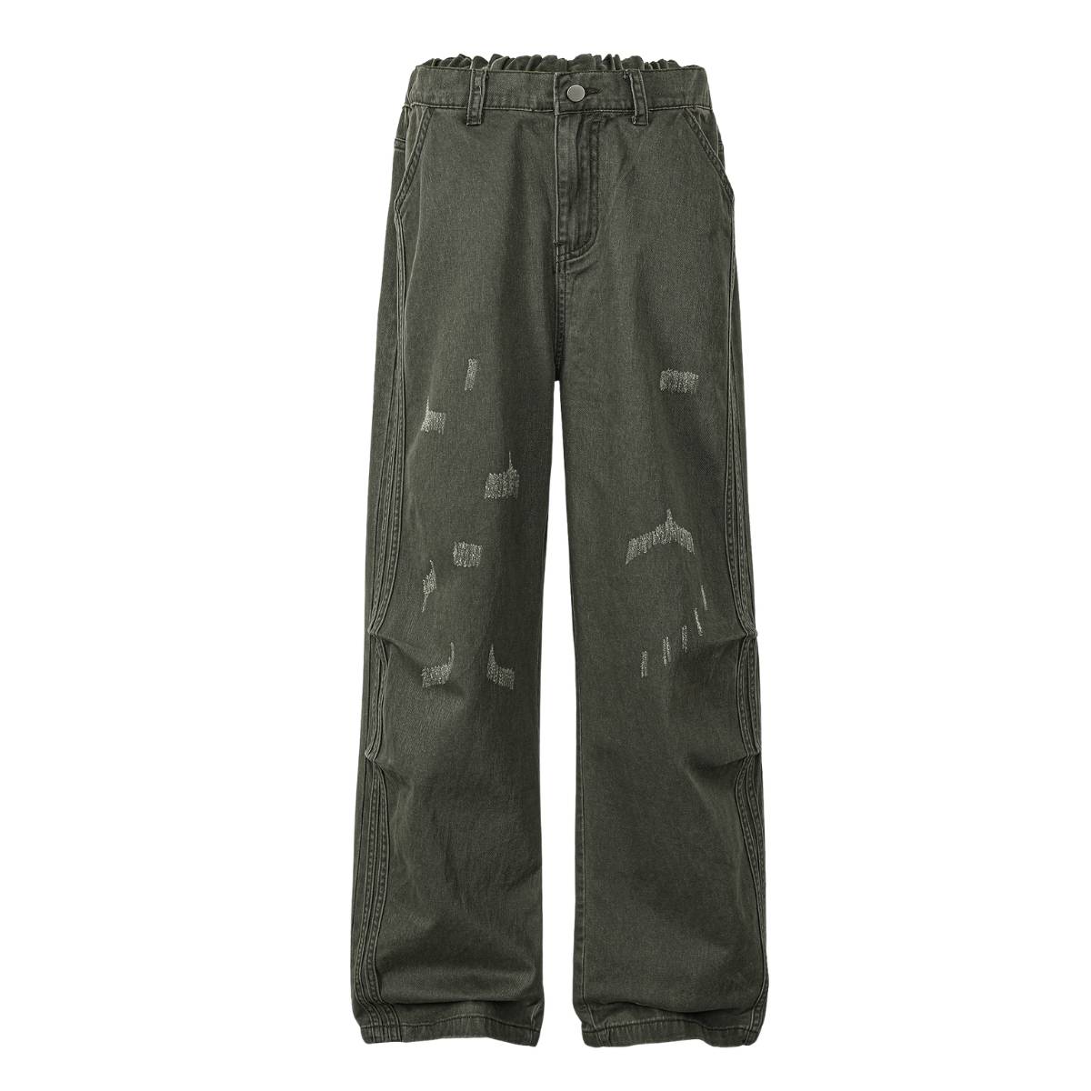 Vintage Striped Corduroy Patchwork Multi-Pocket Relaxed Wide-Leg Cargo Pants