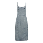 Back-Zipper Bodycon Denim Midi Dress