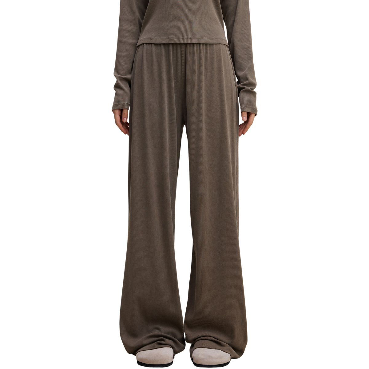 Women's Relaxed Straight Leg Ribbed Trousers