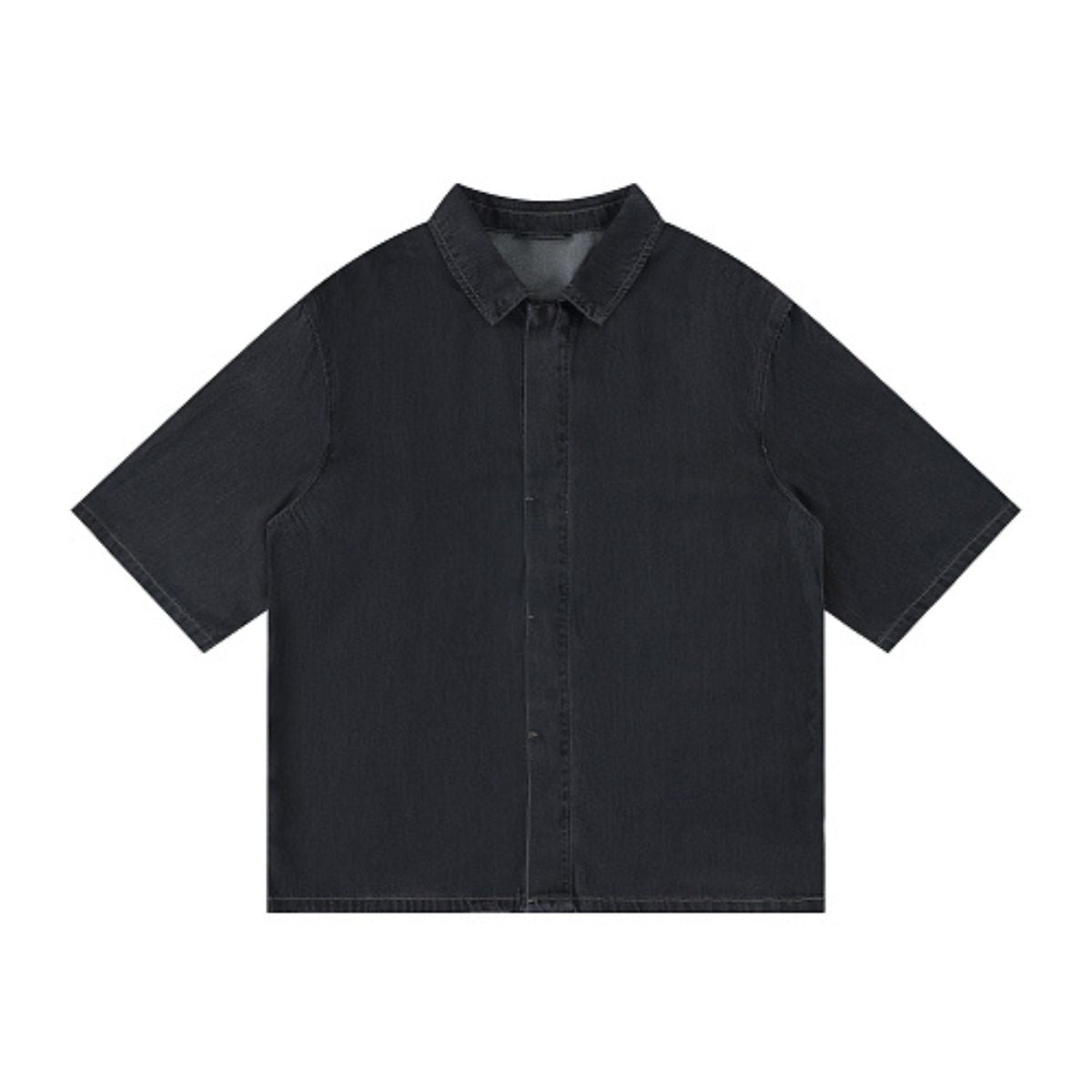 Cotton Washed Oversized Denim Collar Tee