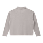 Waffle Knit Seagull Collar Drop‑Shoulder Loose Long Sleeve Top