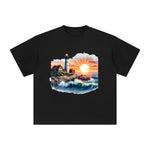 Summer Sunrise & Waves Graphic Tee-INNBLAC Fashion Apparel
