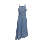 A-Line Denim Belted Midi Sundress