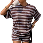 Women's Y2K Striped Print Loose Short Sleeve T-Shirt