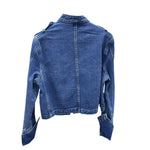 Women's Vintage Stand Collar Double Breasted Denim Jacket