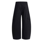 Pantalones de algodón con pierna ancha y color liso