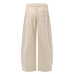Solid Tint Linen-Blend Barrel Pants