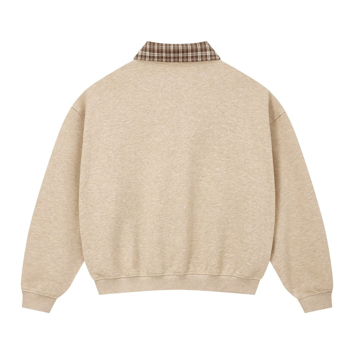 Quiet Luxury Old Money Color‑Contrast Plaid Half‑Zip Polo Sweatshirt