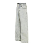 Vintage Light Wash Wide Leg Slub Denim Jeans