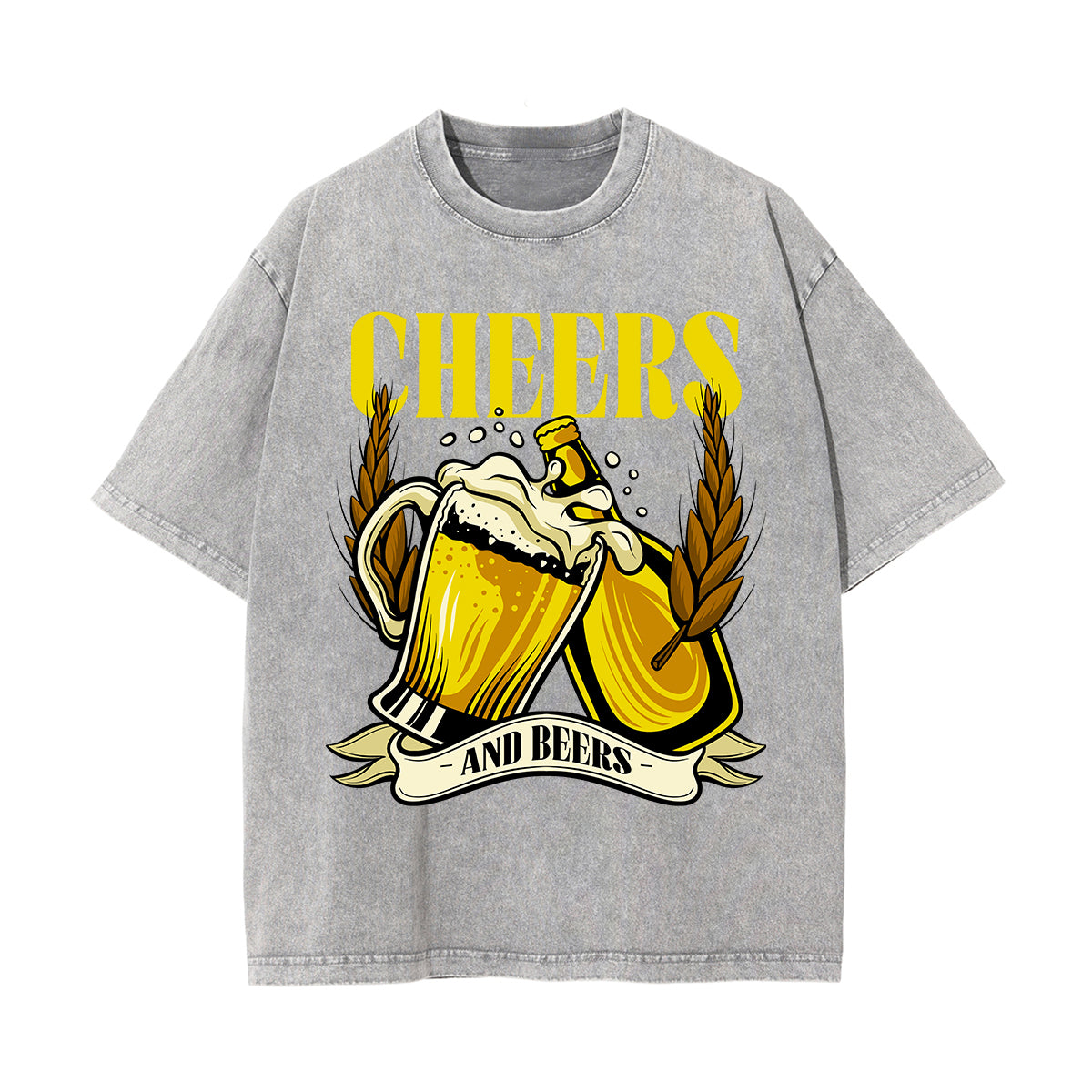 Cheers And Beers Faded Graphic Tee-INNBLAC Fashion Apparel