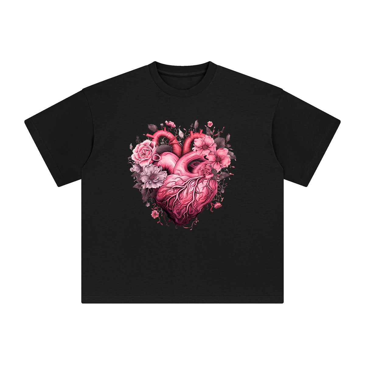 Heart Floral Graphic Tee-INNBLAC Fashion Apparel