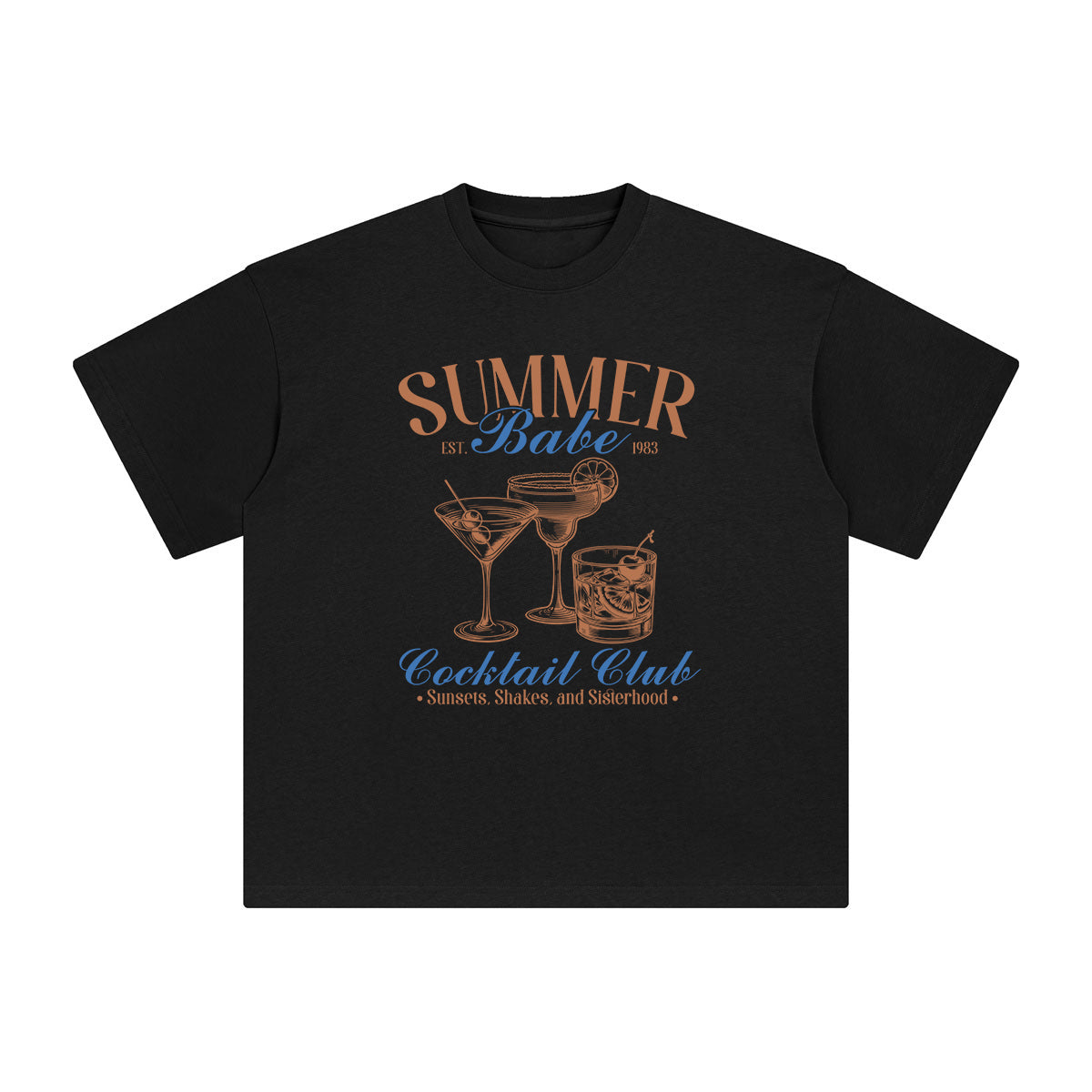 Summer Babe Cocktail Club Graphic Tee-INNBLAC Fashion Apparel