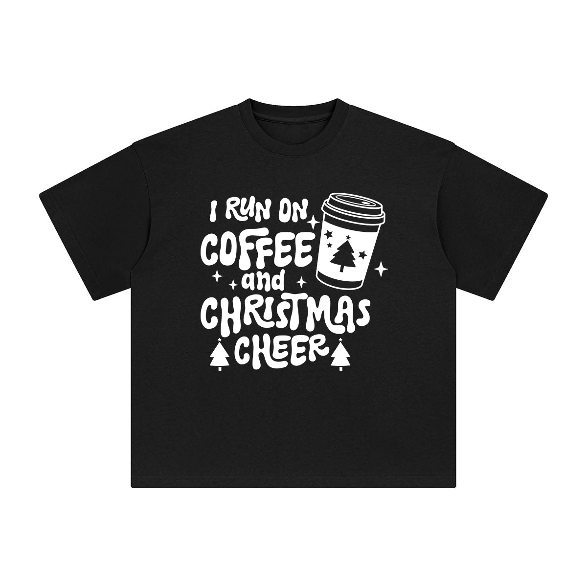 I Run On Coffee And Christmas Cheer Graphic Tee-INNBLAC Fashion Apparel