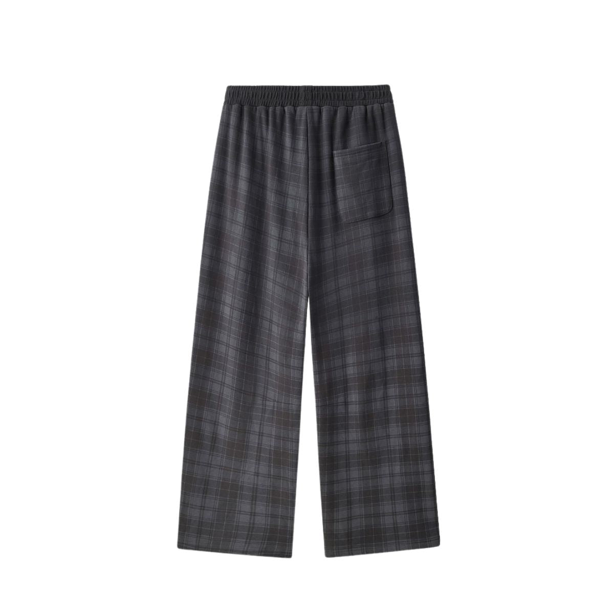 Plaid Straight Wide‑Leg Drapey Casual Pants