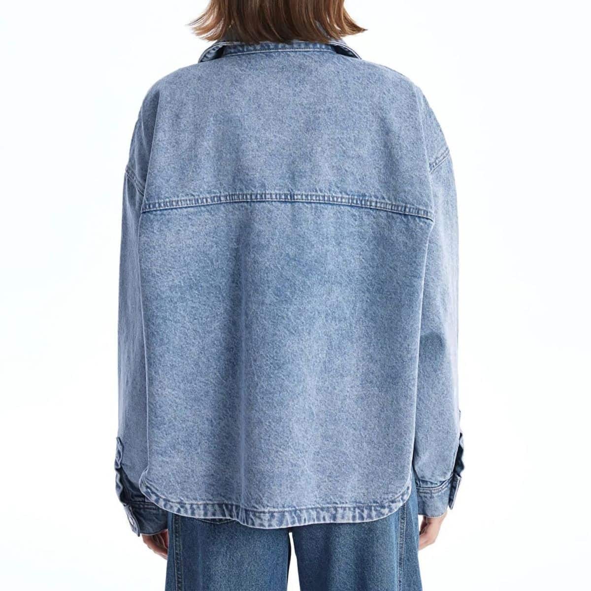 Women's Loose Fit Button-Up Shirt Style Denim Jacket