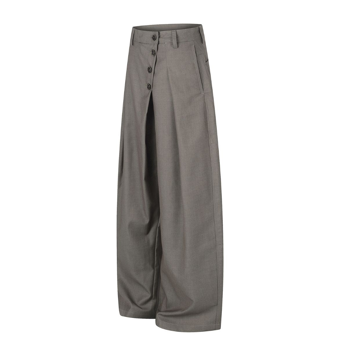 Old Money Pleated Button Detail Wide Leg Trousers