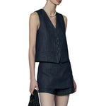 Indigo V Neck Denim Sleeveless Tank Top