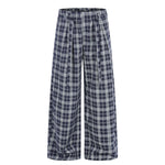 Vintage Plaid Wide Leg Casual Trousers