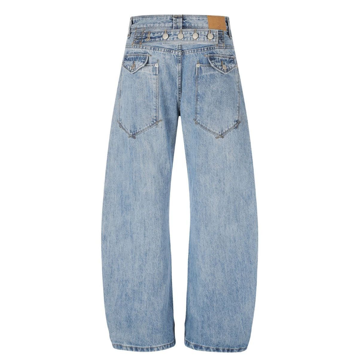Trendy Constructed Vintage Blue Scimitar‑Leg Jeans