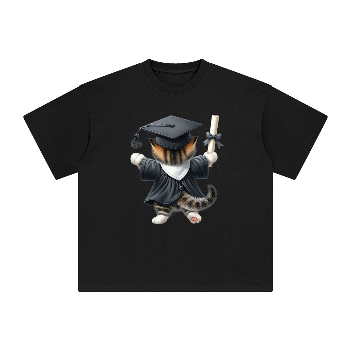 Graduation Kitten Graphic Tee-INNBLAC Fashion Apparel