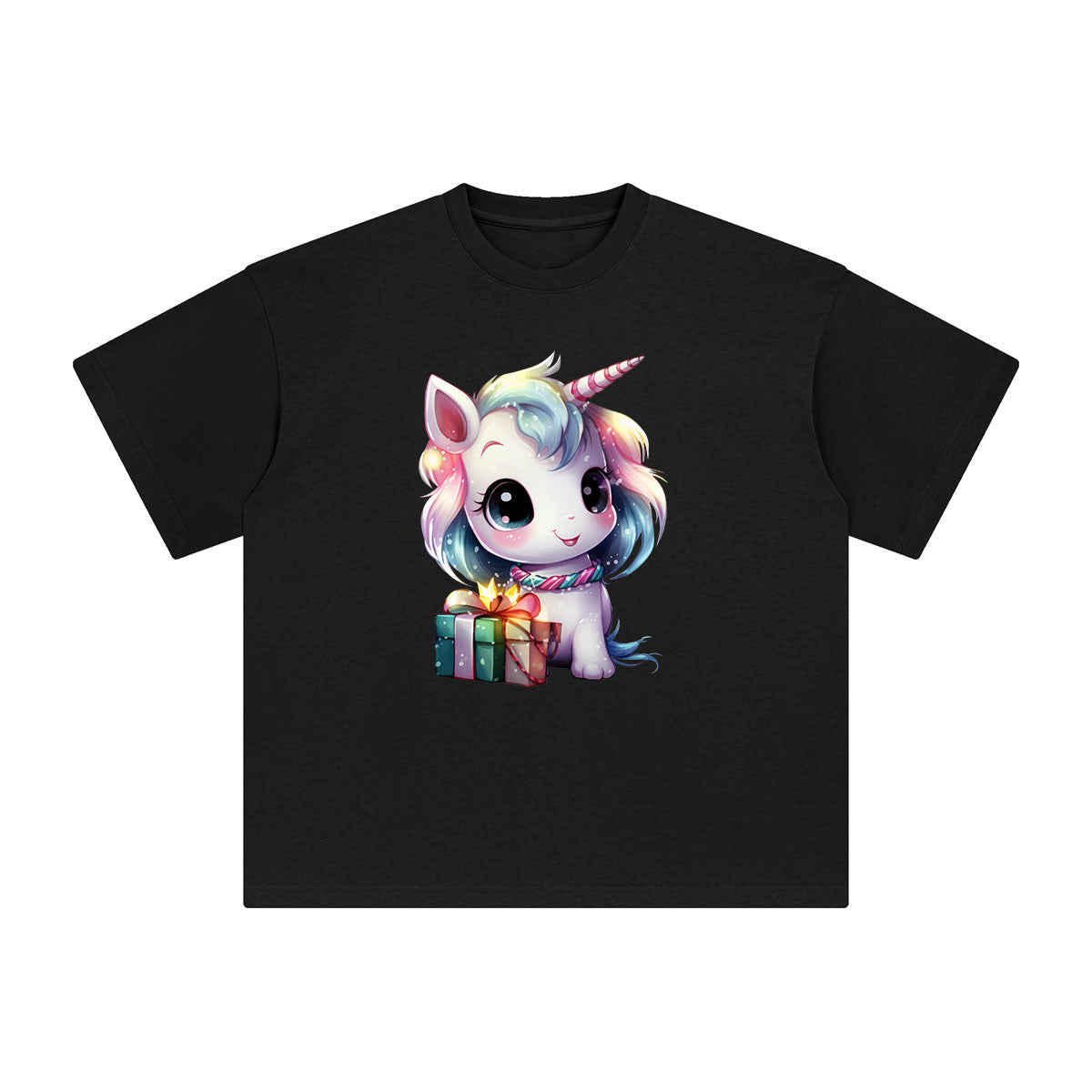 Pastel Christmas Baby Unicorn Graphic Tee-INNBLAC Fashion Apparel