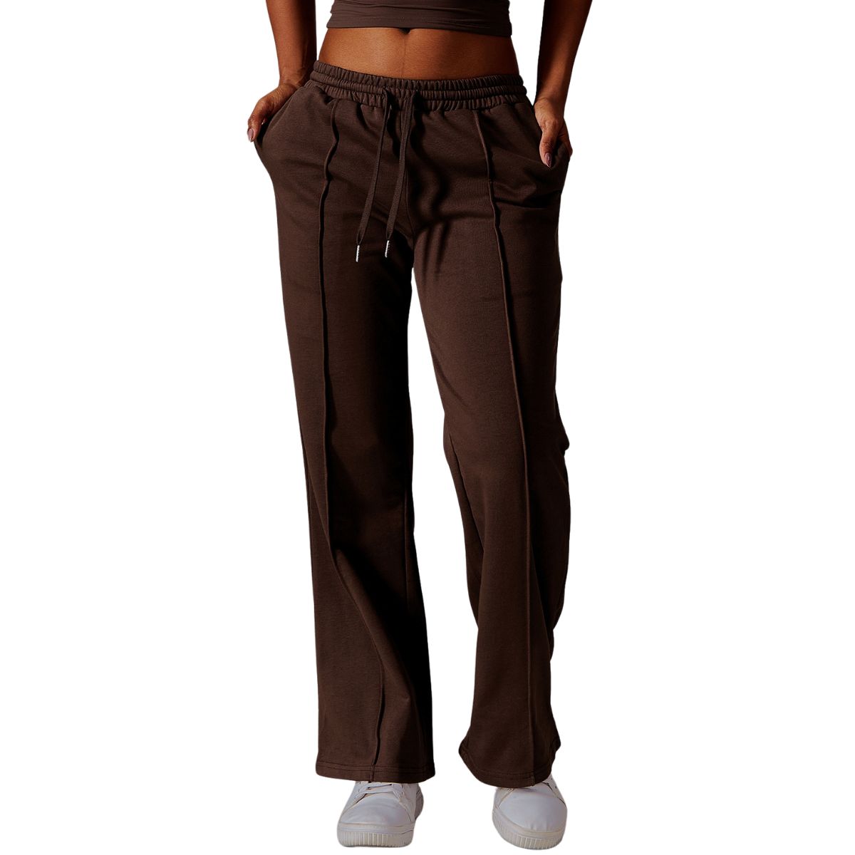 Women's Solid Pleated Cotton Trousers