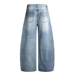 Vintage Washed High Waist Distressed Relaxed Straight Leg Denim Jeans