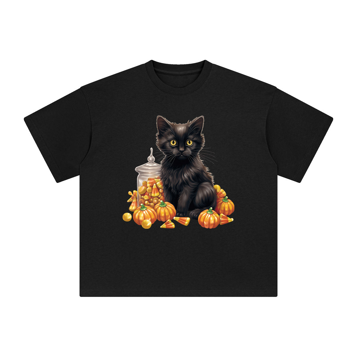 Black Cat And Candy Graphic Tee-INNBLAC Fashion Apparel