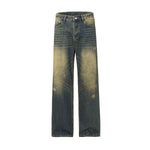 Mud Dyeing Wash Denim Ripped Jeans-INNBLAC Fashion Apparel