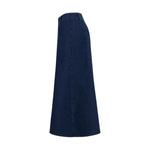 High-Waisted Flowy A-Line Long Denim Maxi Skirt