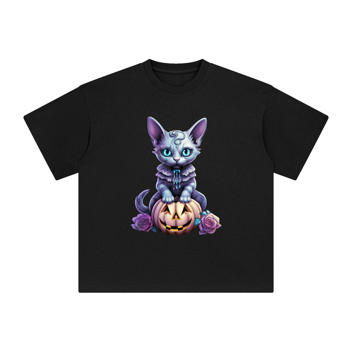 Cat & Pumpkin Graphic Tee-INNBLAC Fashion Apparel