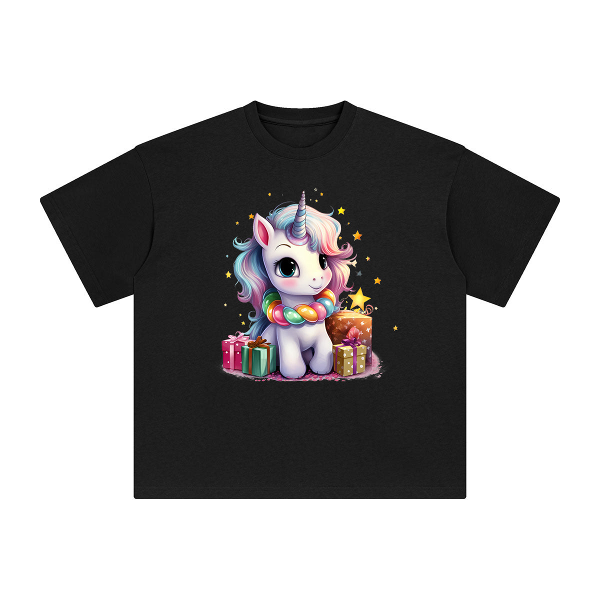 Pastel Christmas Baby Unicorn Graphic Tee-INNBLAC Fashion Apparel