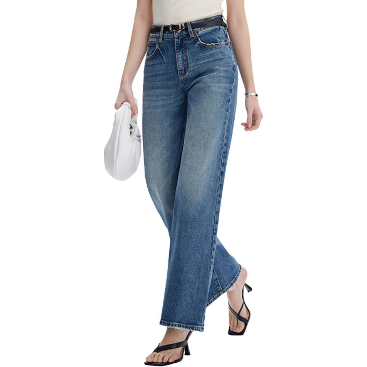 Risen Women's High-Rise Wide Leg Jeans