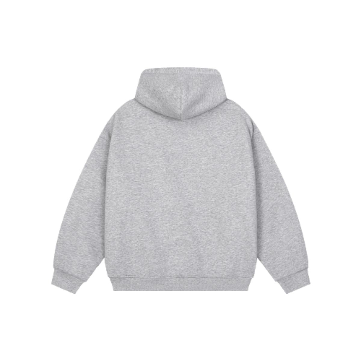 Snow Wash Broken-Seam Color Contrast Webbing Fleece Hoodie