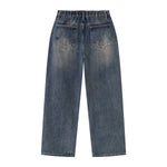 Vintage Gradient Washed Wide Leg Elastic Back Waist Jeans
