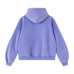Vintage Washed Distressed Curved‑Sleeve Fleece‑Lined Hoodie